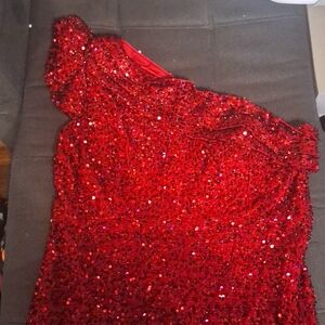 Red sequin dress